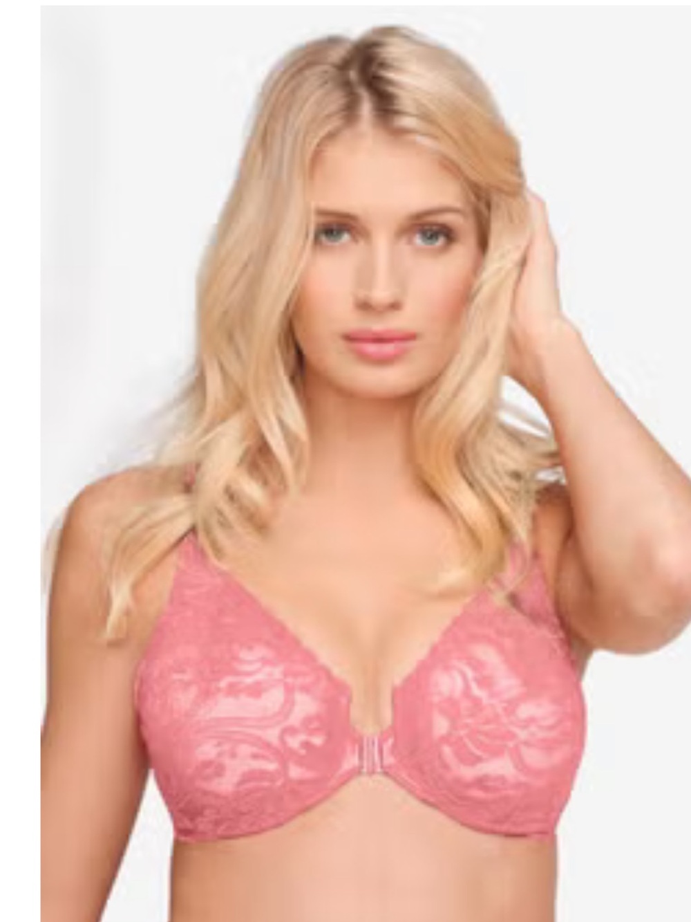 Lot of two Glamourise front closure lace bras size 40 DD Pink- Black and Navy